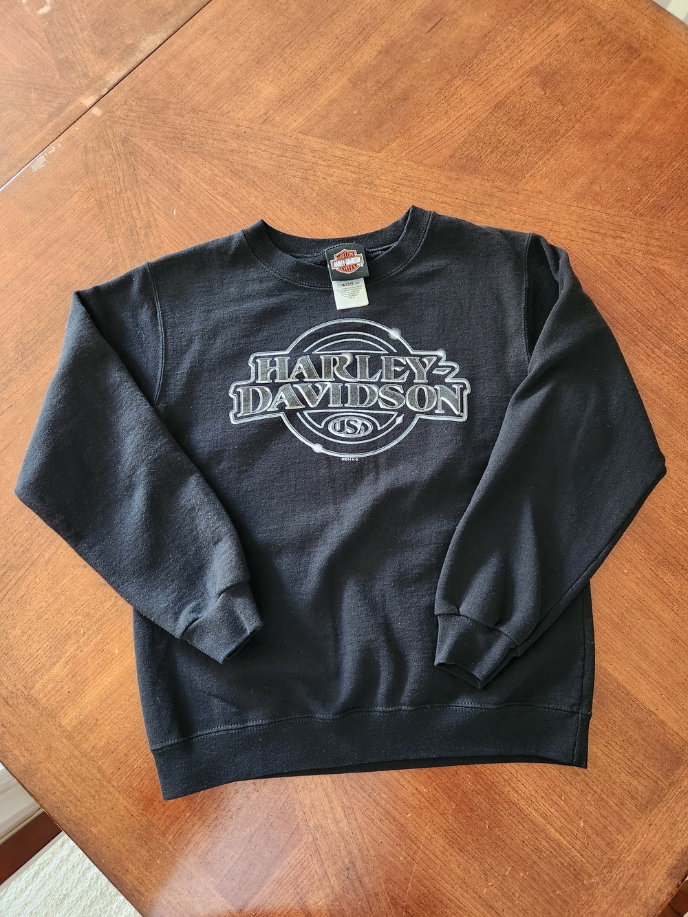 Harley-Davidson Men's Black Logo Crewneck Sweatshirt Kids Medium